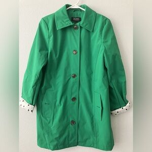 NWOT! Dennis Basso Water Resistant Button Front Jacket - Emerald